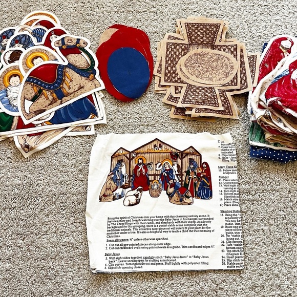 Cranston Nativity Scene Cut and Sew Fabric Panels CUT DIY Christmas Craft LOT - Picture 1 of 12